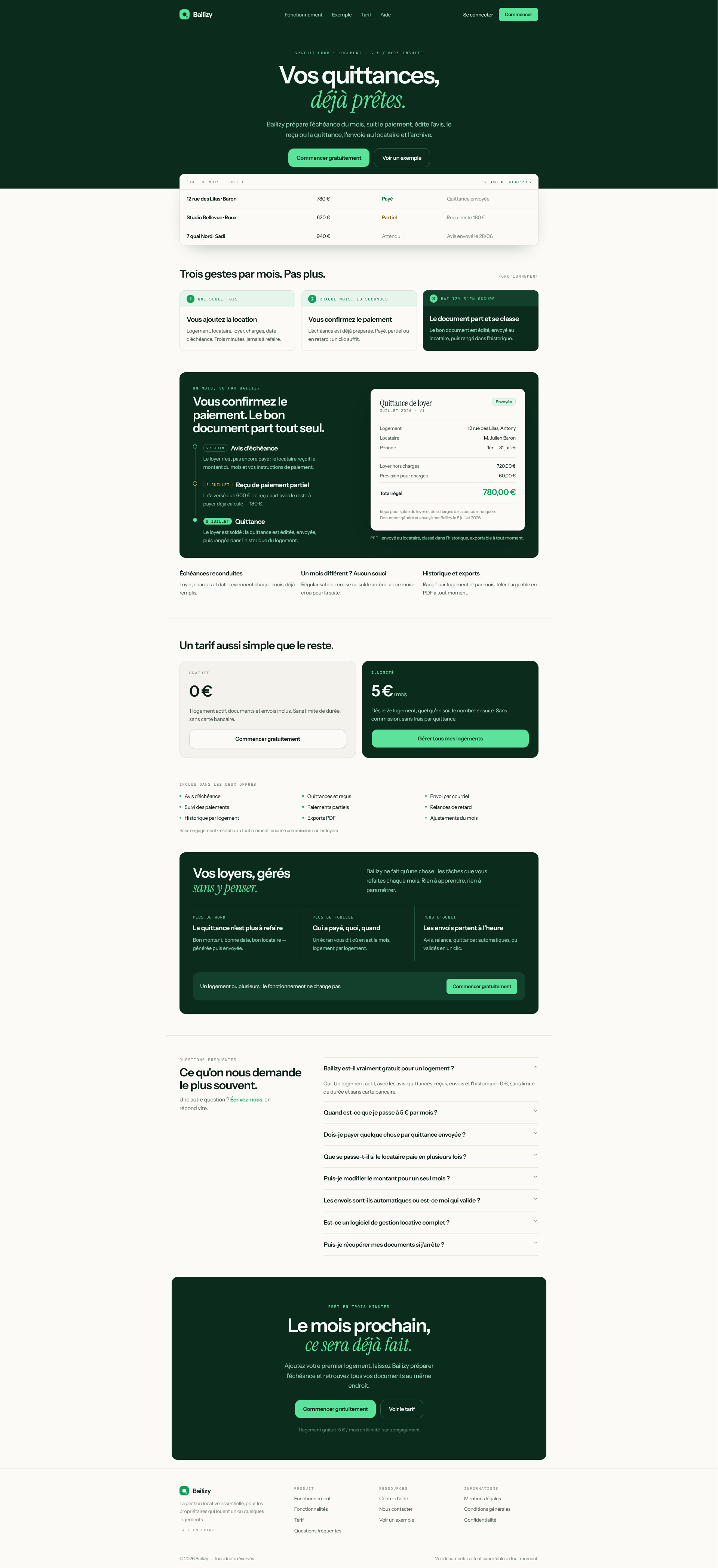 Bailizy landing page