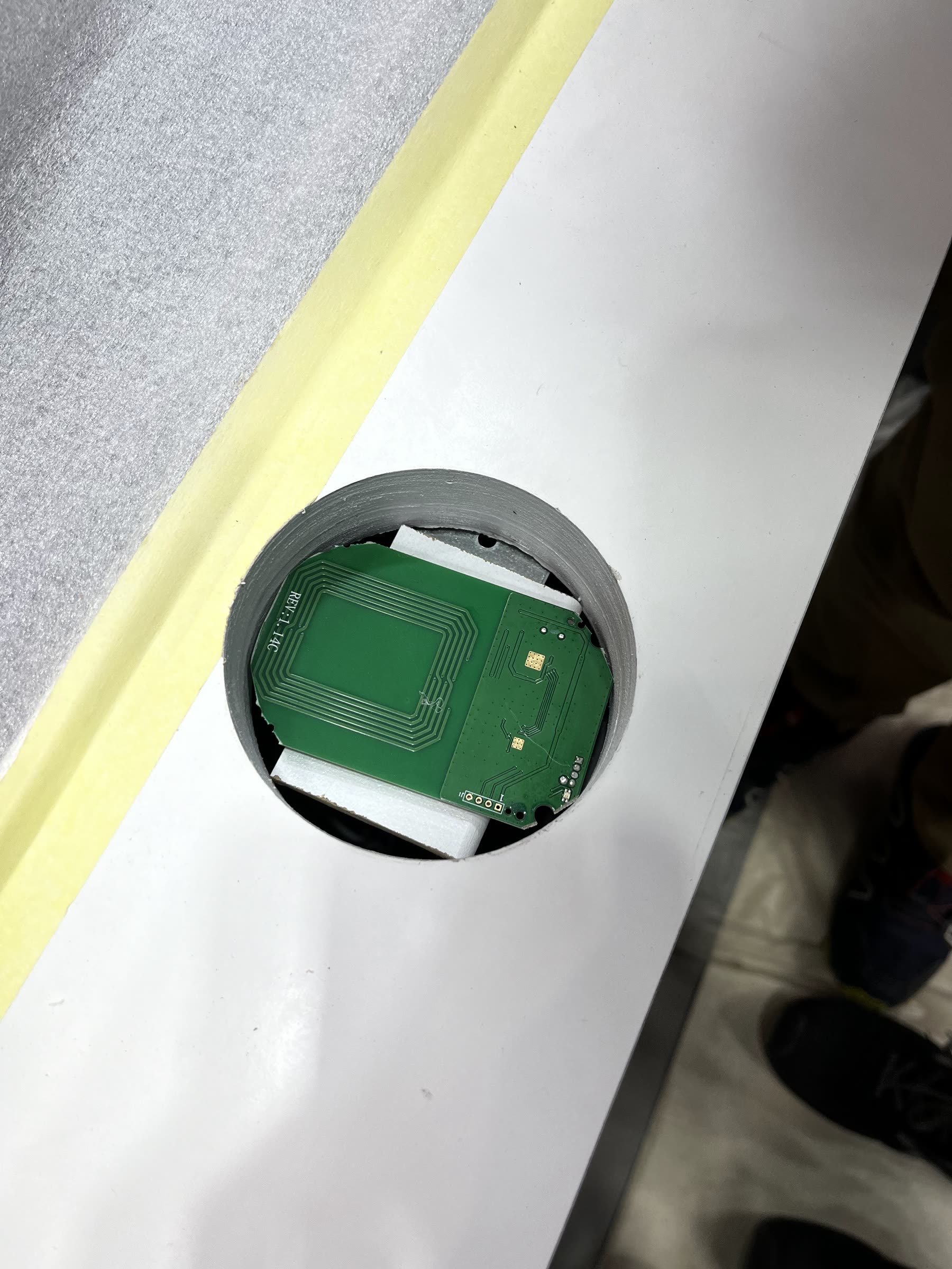 NFC reader board before fitting into the furniture