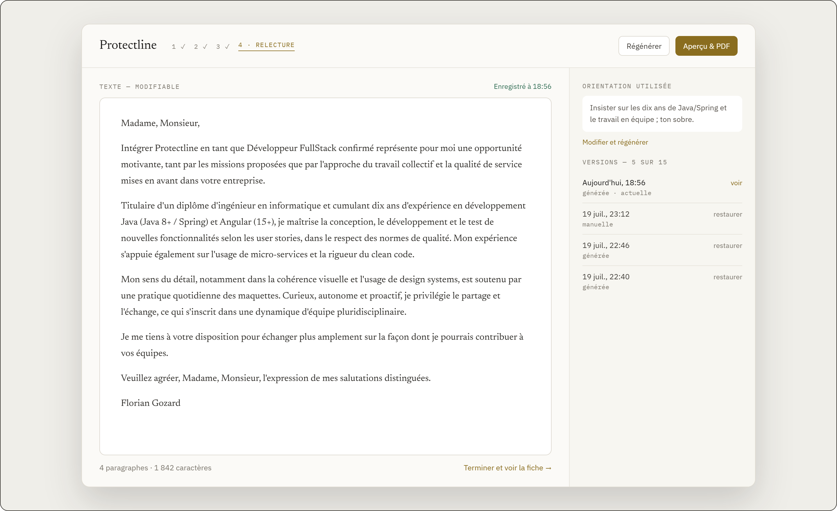 LM Generator letter drafting assistant