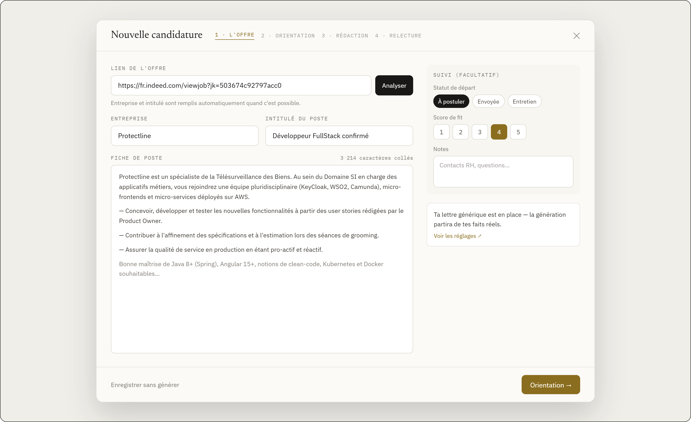 LM Generator new application form