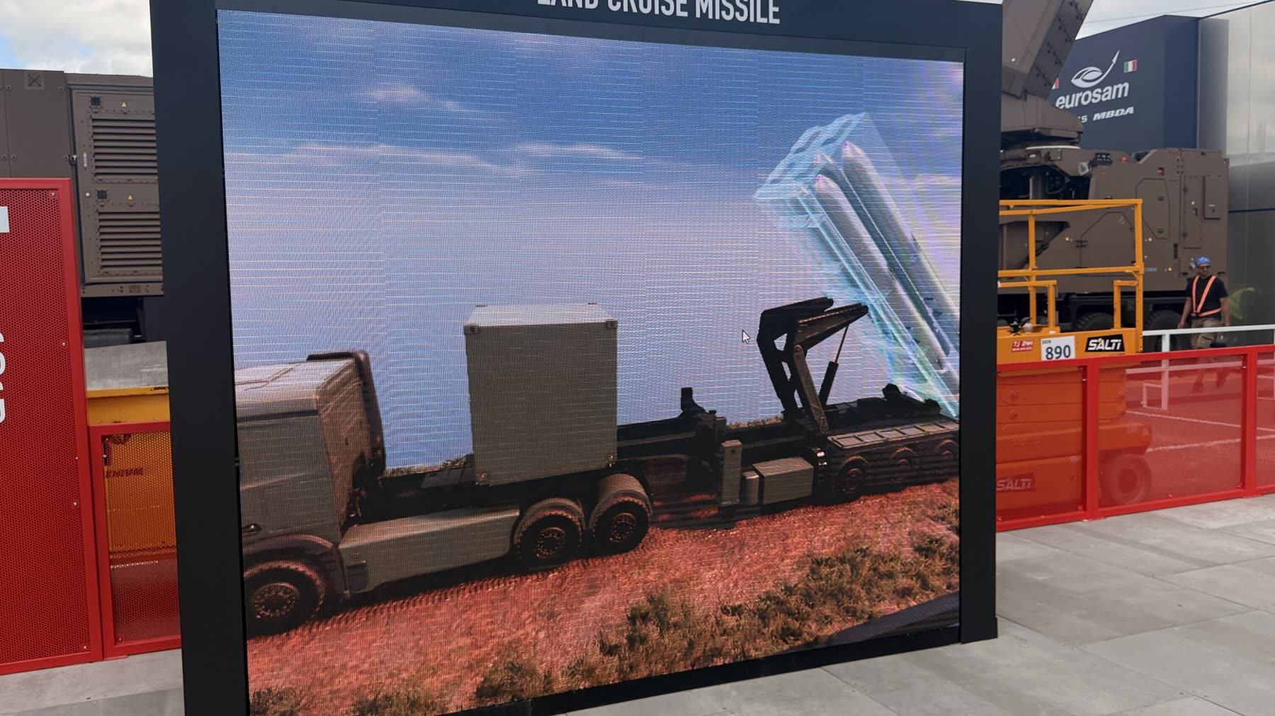 LED screen showing the LCM truck and launcher in real-time 3D