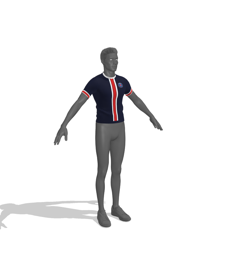 Jersey fit test on a full-body 3D model