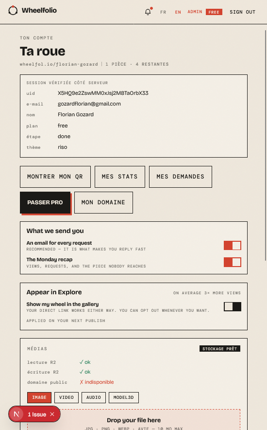 Wheelfolio creator dashboard